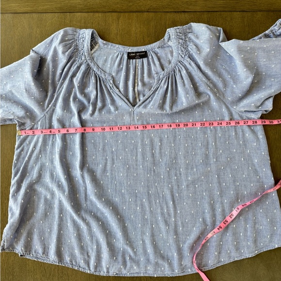 Lane Bryant Classic Split Neck 3/4 Sleeve Smock Blouse Chambray Size 26/28 - Picture 10 of 13
